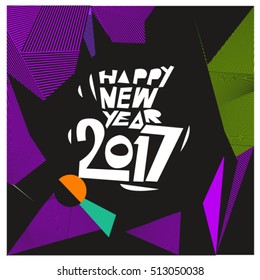 Happy New Year 2017 background. Calendar cover template. Colorful & Modern memphis style background. Greeting card vector illustration.