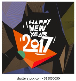 Happy New Year 2017 background. Calendar cover template. Colorful & Modern memphis style background. Greeting card vector illustration.