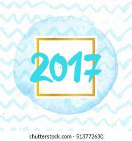 Happy New Year 2017 background. Calendar template. Colorful, hand drawn paper typeface on celebration background. Greeting card. Vector illustration.