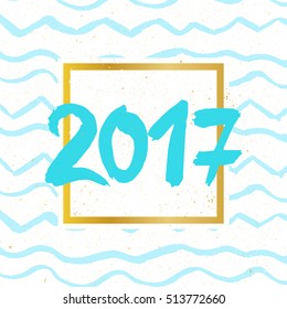 Happy New Year 2017 background. Calendar template. Colorful, hand drawn paper typeface on celebration background. Greeting card. Vector illustration.