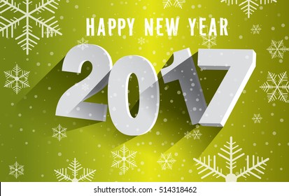 Happy New Year 2017. Background with snowflakes.
