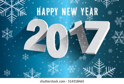 Happy New Year 2017. Background with snowflakes.