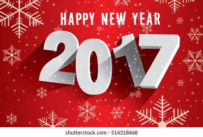 Happy New Year 2017. Background with snowflakes.