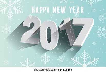 Happy New Year 2017. Background with snowflakes.
