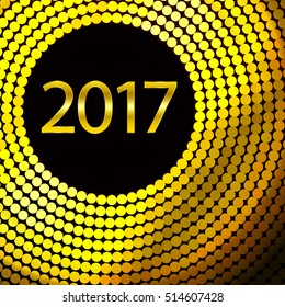 Happy New Year 2017. Background with gold sparkling texture. Vector Illustration