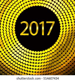 Happy New Year 2017. Background with gold sparkling texture. Vector Illustration