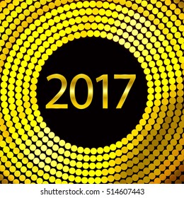 Happy New Year 2017. Background with gold sparkling texture. Vector Illustration