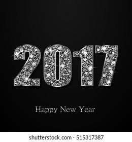 Happy New Year 2017. Background with silver sparkling texture. Vector Illustration.