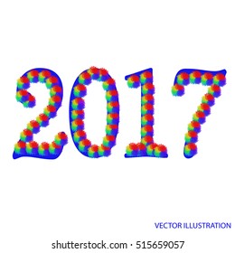 Happy New Year 2017 background. Calendar design  vector illustration. Paper white design with shadows.