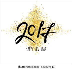 Happy New Year 2017 / Background with Glitter, holiday background with a metallic confetti.