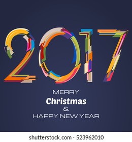 Happy New Year 2017 Background. New Year and Xmas Design Element Template. Vector Illustration.