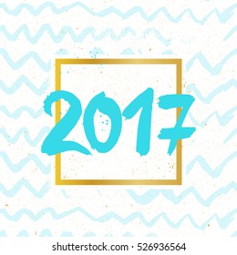 Happy New Year 2017 background. Calendar template. Colorful, hand drawn paper typeface on celebration background. Greeting card. Vector illustration.