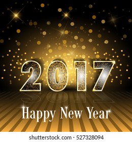 Happy New Year 2017. background with gold light vector