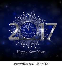Happy New Year 2017. Background with silver sparkling texture. Vector Illustration.