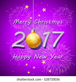 Happy New Year 2017  Background for your and Greetings Card. Vector illustration
