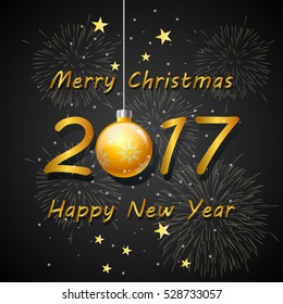Happy New Year 2017  Background for your and Greetings Card. Vector illustration