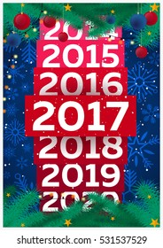 Happy New Year 2017 background. Greeting card. Vector illustration