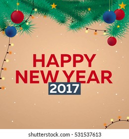 Happy New Year 2017 background. Greeting card. Vector illustration