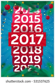 Happy New Year 2017 background. Greeting card. Vector illustration