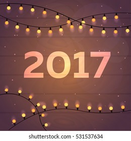 Happy New Year 2017 background. Greeting card. Vector illustration