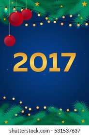 Happy New Year 2017 background. Greeting card. Vector illustration
