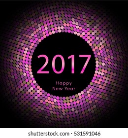Happy New Year 2017 background. Calendar decoration colorful element. Greeting pink card. Template for your design. Vector illustration eps10