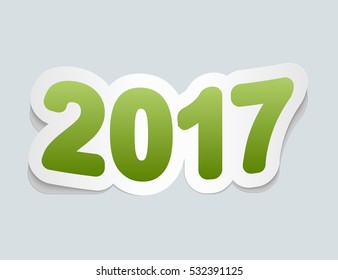 Happy New Year 2017 background. Vector 2017 icon. Curved sign from paper stickers.