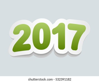 Happy New Year 2017 background. Vector 2017 icon. Curved sign from paper stickers.