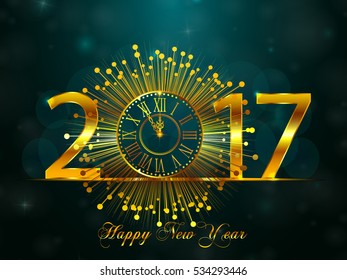 Happy New Year 2017. Background with gold sparkling texture. Vector Illustration