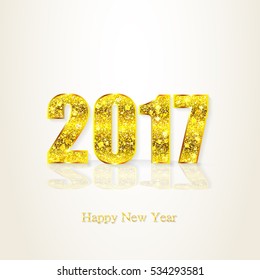 Happy New Year 2017. Background with gold sparkling texture. Vector Illustration