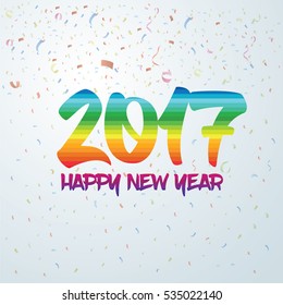 Happy New Year 2017 background. Calendar template. Colorful typography on celebration background. Greeting card. New Year party poster vector illustration.