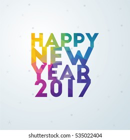 Happy New Year 2017 background. Calendar template. Colorful typography on celebration background. Greeting card. New Year party poster vector illustration.
