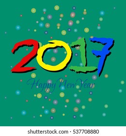 Happy New Year 2017 background. Greeting card. Vector illustration.