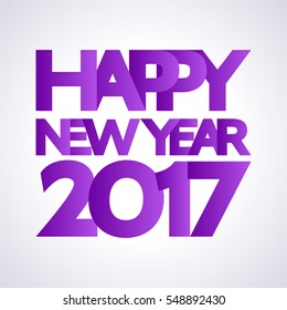 Happy New Year 2017 background with large violet letters and numbers. Pattern element for cover, print, web, wrapping
