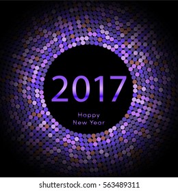 Happy New Year 2017 background. Violet greeting card. Vector illustration eps10