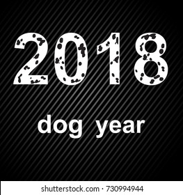 Happy New Year 2017 background. Calendar design typography vector illustration. Paper white design with shadows. Dalmatian Dog