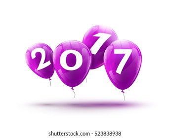 Happy New Year 2017 balloons design. Greeting card with balloons celebration decoration.