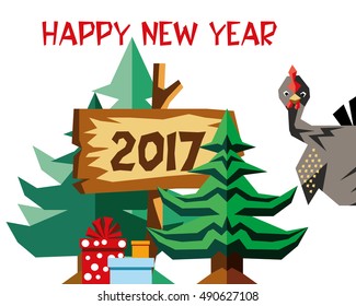 Happy New Year 2017 banner poster brochure, congratulation template. Vector image.
