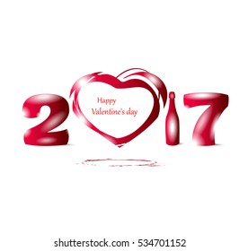 Happy New Year 2017 and Banner for the Valentine's day
