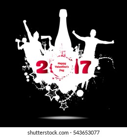 Happy New Year 2017 Banner for the Valentine's day. 