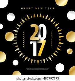 Happy New Year 2017 Black and Gold  Layout/Design Cover Background