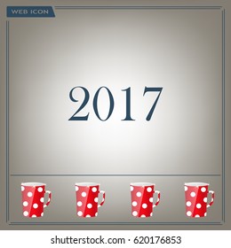 Happy new year 2017 - black vector icon