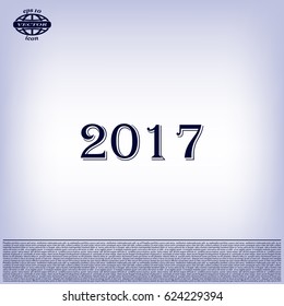 Happy new year 2017 - black vector icon 
