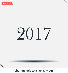 Happy new year 2017 - black vector icon 