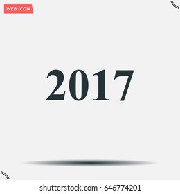 Happy new year 2017 - black vector icon 