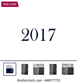 Happy new year 2017 - black vector icon 