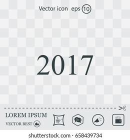 Happy new year 2017 - black vector icon 