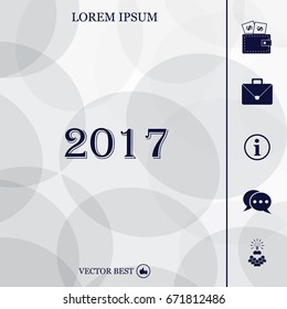 Happy new year 2017 - black vector icon 