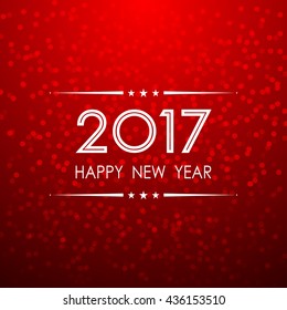 happy new year 2017 with bokeh and lens flare pattern red background (vector) 