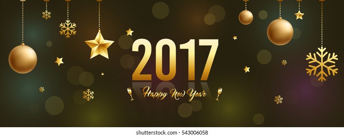 Happy New Year 2017 with bokeh on Dark Background